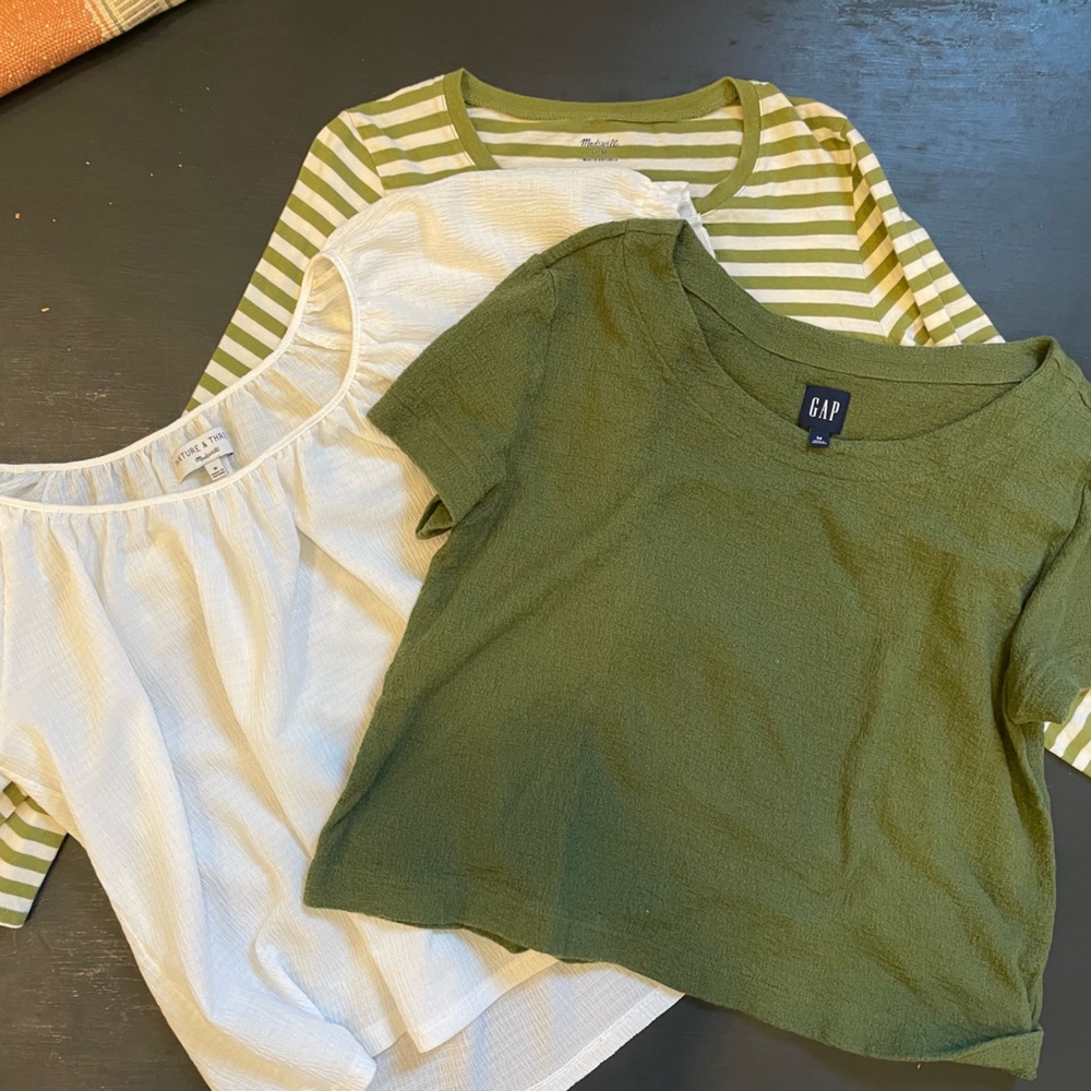 Green and White Top Bundle - Madewell, gap